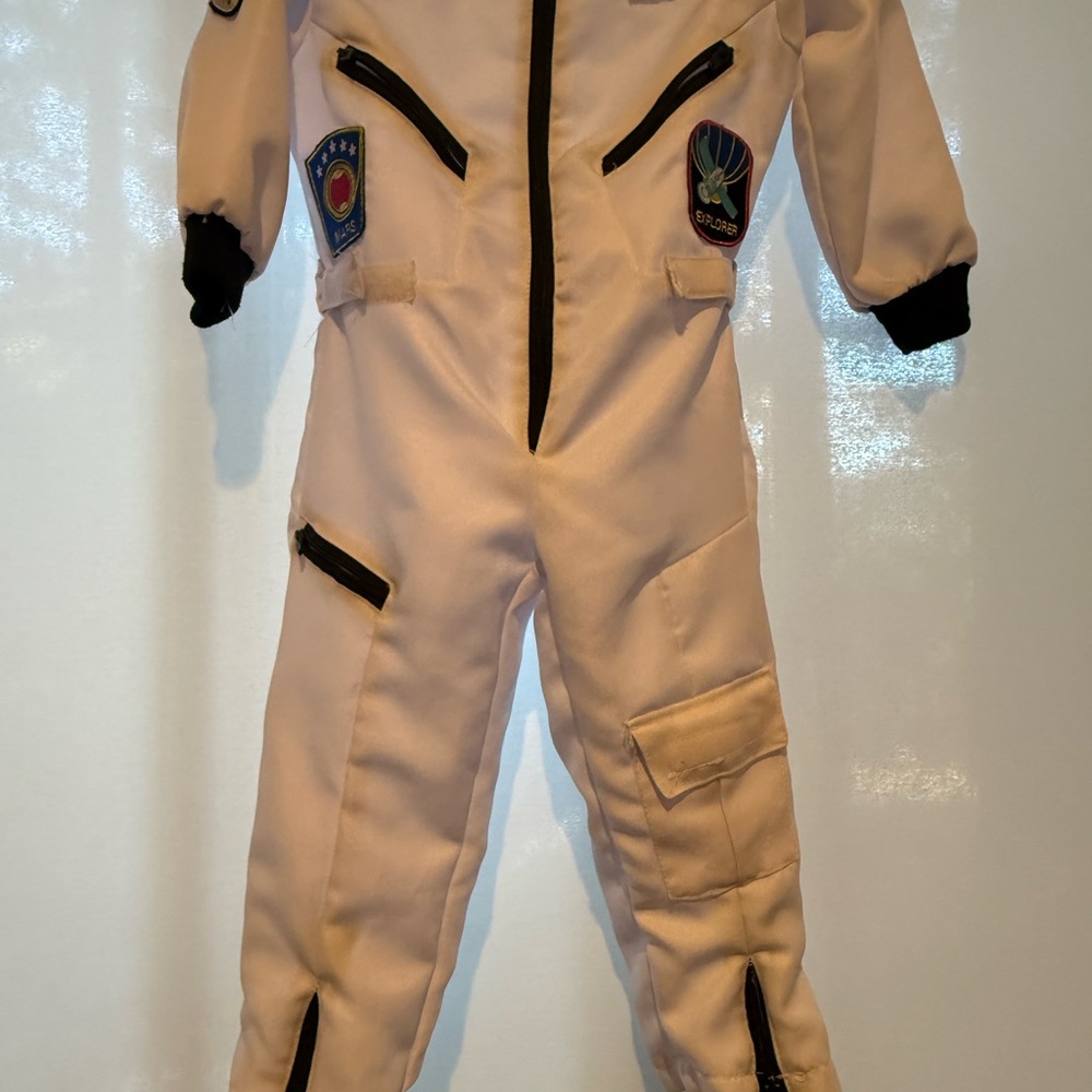 Kids White Astronaut Space Suit Costume with Patches